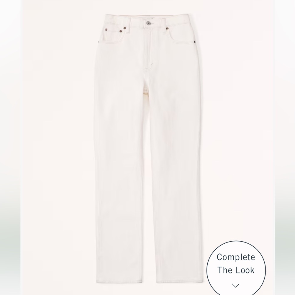 Abercrombie Curve Love Ultra High Rise 90s Straight Jeans - White, 27S